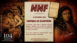 16 décembre 1665 - Jacques Bigeon condamné pour blasphème